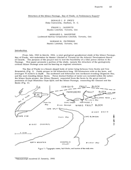 R E P O R T S 112 Structure of the Minas Passage, Bay of Fundy: A