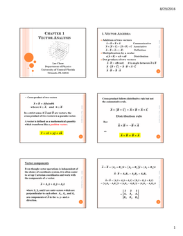 CHAPTER 1 VECTOR ANALYSIS ̂ ̂ Distribution Rule Vector Components