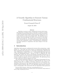 A Versatile Algorithm to Generate Various Combinatorial Structures