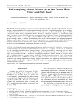 Pollen Morphology of Some Fabaceae Species from Patos De Minas, Minas Gerais State, Brazil1