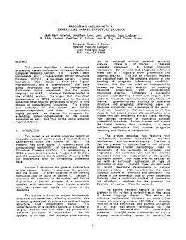 Processing English with a Generalized Phrase Structure Grammar