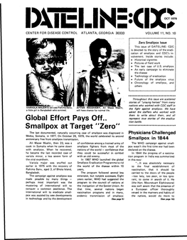 Global Effort Pays Off.. Smallpox at Target "Zero"
