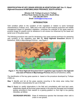 KEY GRASS SPECIES in VEGETATION UNIT Gm 11: Rand Highveld Grassland in MPUMALANGA PROVINCE, SOUTH AFRICA