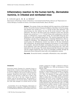 Inflammatory Reaction to the Human Bot-Fly, Dermatobia Hominis, in Infested and Reinfested Mice