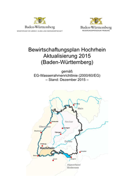 Bewirtschaftungsplan Hochrhein, Aktualisierung 2015
