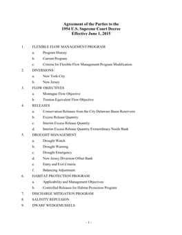 Agreement of the Parties to the 1954 U.S. Supreme Court Decree Effective June 1, 2015