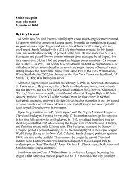 Al Smith Was First and Foremost a Ballplayer Whose Major-League Career Spanned 12 Seasons with Four American League Teams