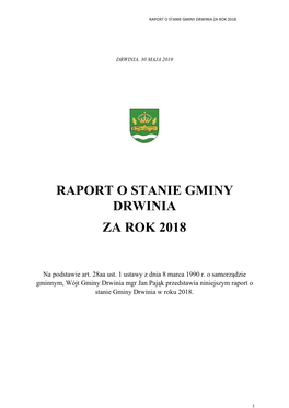 Raport O Stanie Gminy Drwinia Za Rok 2018
