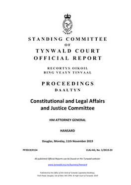 Hansard of Oral Evidence: 11 November 2019 HM Attorney General