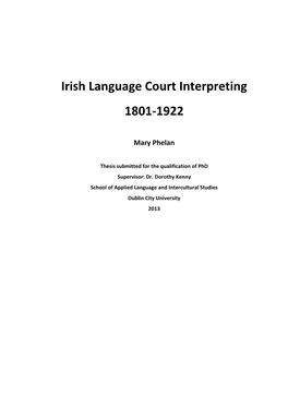 Irish Language Court Interpreting 1801-1922