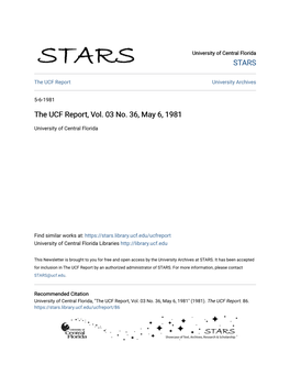 The UCF Report, Vol. 03 No. 36, May 6, 1981