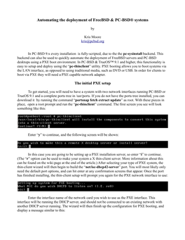 Automating the Deployment of Freebsd & PC-BSD® Systems