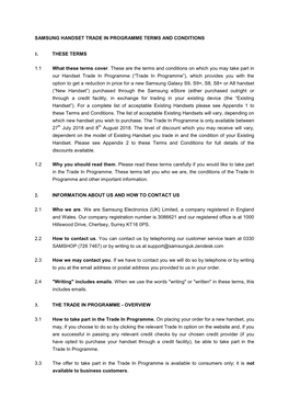 Samsung Handset Trade in Programme Terms and Conditions