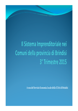 Il Sistema Imprenditoriale Nei Comuni 3 Trim. 2015