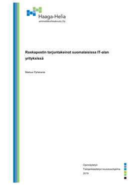 Roskapostin Torjuntakeinot Suomalaisissa IT-Alan Yrityksissä