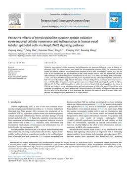 Protective Effects of Pyrroloquinoline Quinone Against Oxidative Stress