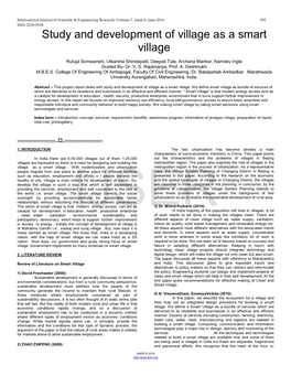 Study and Development of Village As a Smart Village