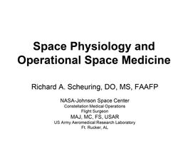 Space Physiology and Operational Space Medicine