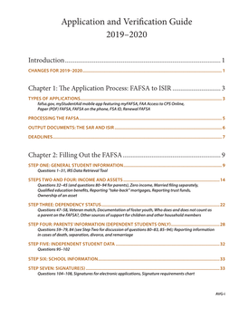 Application and Verification Guide 2019–2020