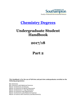 Chemistry Degrees Undergraduate Student Handbook 2017/18 Part 2