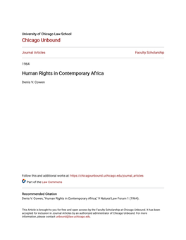 Human Rights in Contemporary Africa