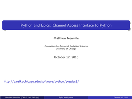 Python and Epics: Channel Access Interface to Python