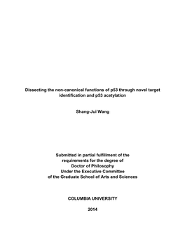 Dissecting the Non-Canonical Functions of P53 Through Novel Target Identification and P53 Acetylation