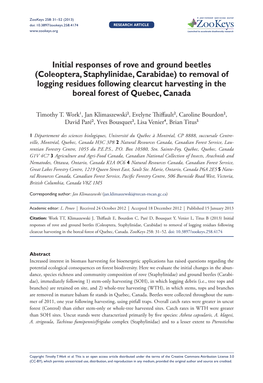 Initial Responses of Rove and Ground Beetles