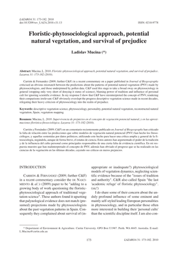 Floristic-Phytosociological Approach, Potential Natural Vegetation, and Survival of Prejudice