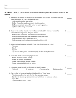 MULTIPLE CHOICE. Choose the One Alternative That Best Completes the Statement Or Answers the Question