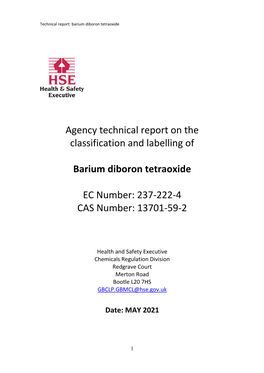 Technical Report: Barium Diboron Tetraoxide