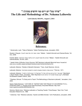 " יום ויום כמו חדשים בעיניך ;Quot&שיהו בכל the Life and Methodology of Dr