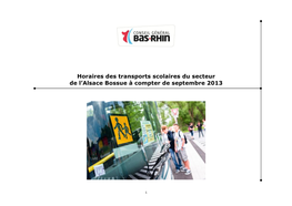 Horaires Des Transports Scolaires Du Secteur De L'alsace Bossue À Compter De Septembre 2013