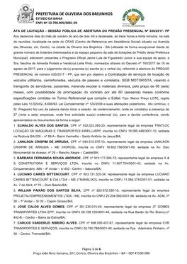 Prefeitura De Oliveira Dos Brejinhos Estado Da Bahia Cnpj Nº 13.798.905/0001-09