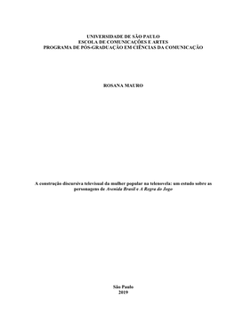 Universidade De São Paulo Escola De Comunicações E Artes Programa De Pós-Graduação Em Ciências Da Comunicação