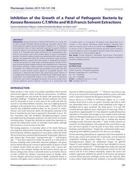 Inhibition of the Growth of a Panel of Pathogenic Bacteria by Kunzea