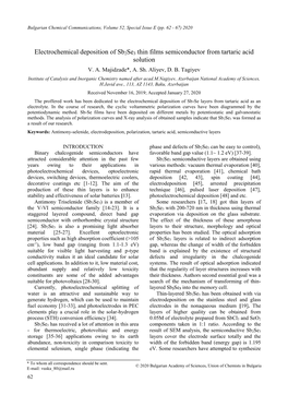 Electrochemical Deposition of Sb2se3 Thin Films Semiconductor from Tartaric Acid Solution V