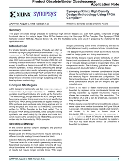 Xilinx XAPP107: Synopsys/Xilinx High Density Design Methodology Using