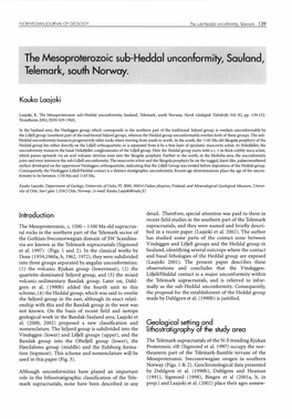 The Mesoproterozoic Sub-Heddal Unconformity, Sauland, Telemark