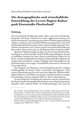 Die Demographische Und Wirtschaftliche Entwicklung Der Leader-Region Kultur- Park Eisenstraße-Ötscherland1