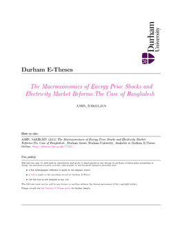 The Macroeconomics of Energy Price Shocks and Electricity Market Reforms:The Case of Bangladesh