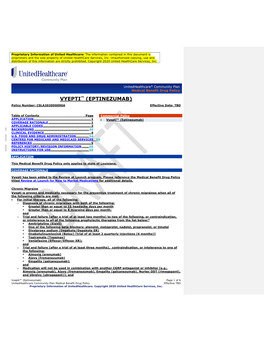 VYEPTI™ (EPTINEZUMAB) Policy Number: CSLA2020D0090A Effective Date: TBD