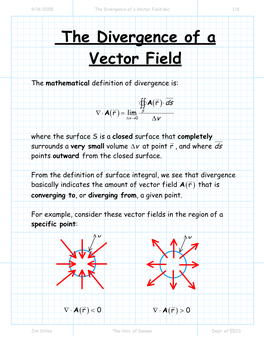The Divergence of a Vector Field.Doc 1/8