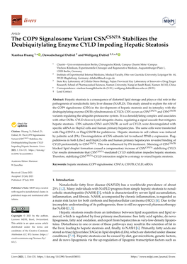 The COP9 Signalosome Variant CSNCSN7A Stabilizes the Deubiquitylating Enzyme CYLD Impeding Hepatic Steatosis