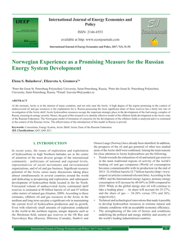Norwegian Experience As a Promising Measure for the Russian Energy System Development