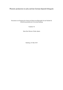 Phonetic Production in Early and Late German-Spanish Bilinguals