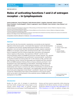 Roles of Activating Functions 1 and 2 of Estrogen Receptor Α in Lymphopoiesis