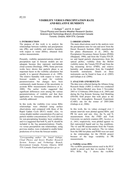 P2.55 Visibility Versus Precipitation Rate and Relative Humidity
