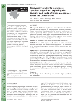 Exploring the Diversity and Traits of Lichen Propagules Across the United States Erin A