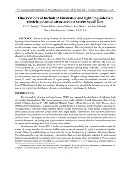 Observations of Turbulent Kinematics and Lightning-Inferred Electric Potential Structure in a Severe Squall Line Eric C